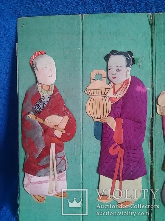 Старое пано Китай шесть человеческих фигурок размер 45Х25, photo number 5