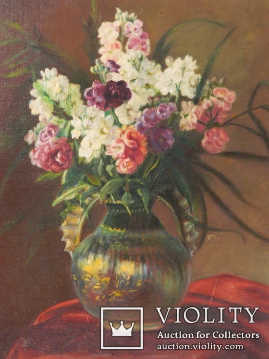 Цветочный натюрморт 1921 г. Подписная картина маслом на холсте (0022), фото №9