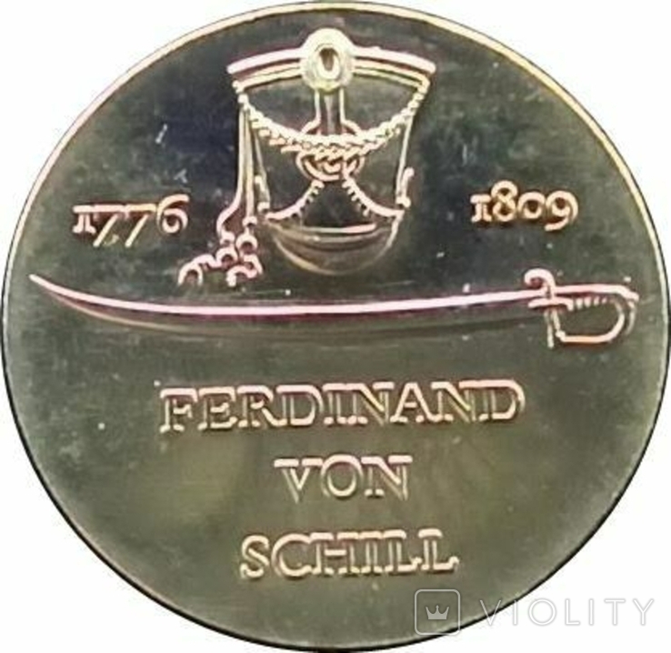 Германия - ГДР 5 марок, 1976 200 лет со дня рождения Фердинанда фон Шилля,Н24, фото №2
