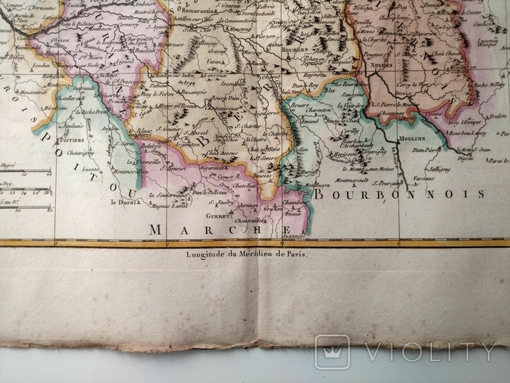 1787 Орлеан Берри Турейн Франция (большая карта 47х32 Верже) СерияАнтик, фото №8