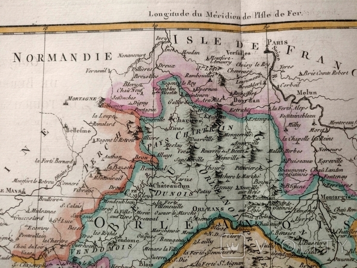 1787 Орлеан Берри Турейн Франция (большая карта 47х32 Верже) СерияАнтик, фото №12