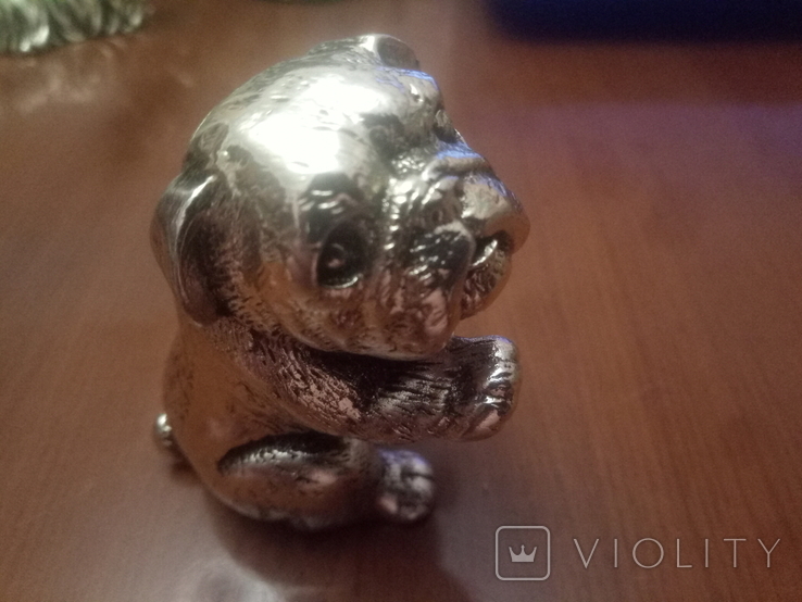Miniature French Bulldog silver plated electroplated electroplating TEKFORM silver 925 pr, photo number 3