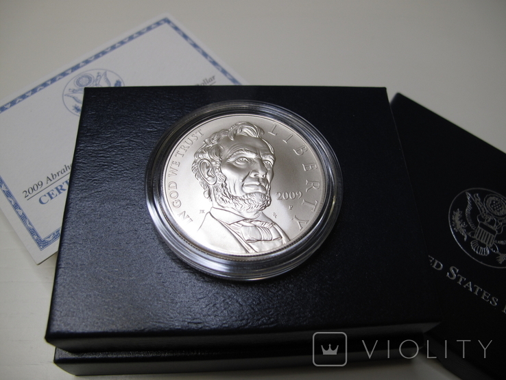 1 доллар США (серебро): "Абрахам Линкольн" (2009 г.) UNC, фото №3