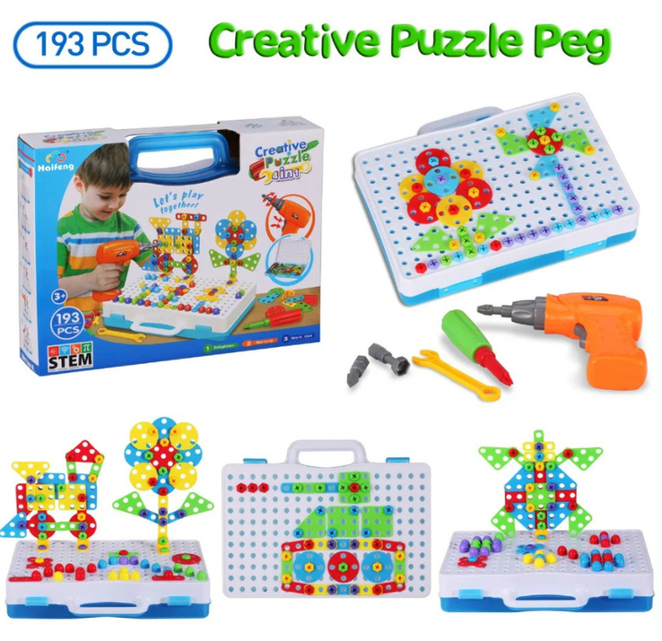 Мозаика конструктор с шуруповертом Creative Puzzle 193 детали, numer zdjęcia 2