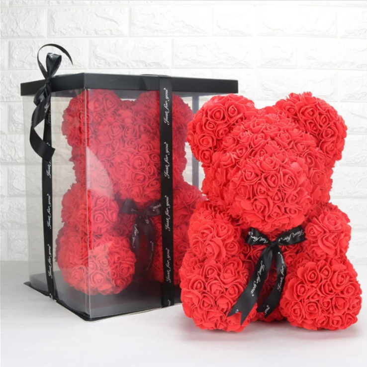 Мишка из 3D роз 25 см в красивой подарочной упаковке мишка Тедди из роз, фото №8