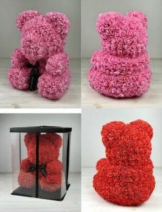 Мишка из 3D роз 25 см в красивой подарочной упаковке мишка Тедди из роз, фото №9