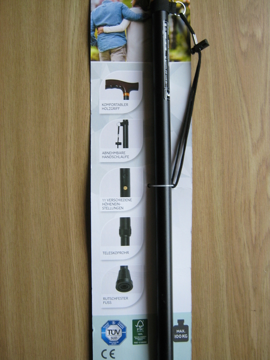 Телескопическая трость c деревянной анатомической ручкой, Германия., фото №4