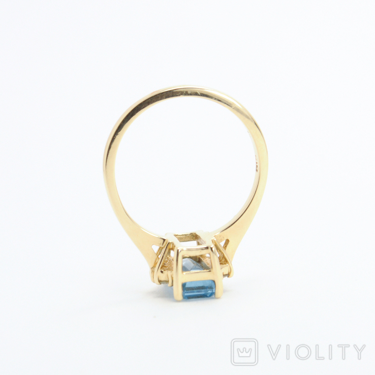 Винтажное небольшое золотое кольцо с натуральным топазом и бриллиантами, фото №4