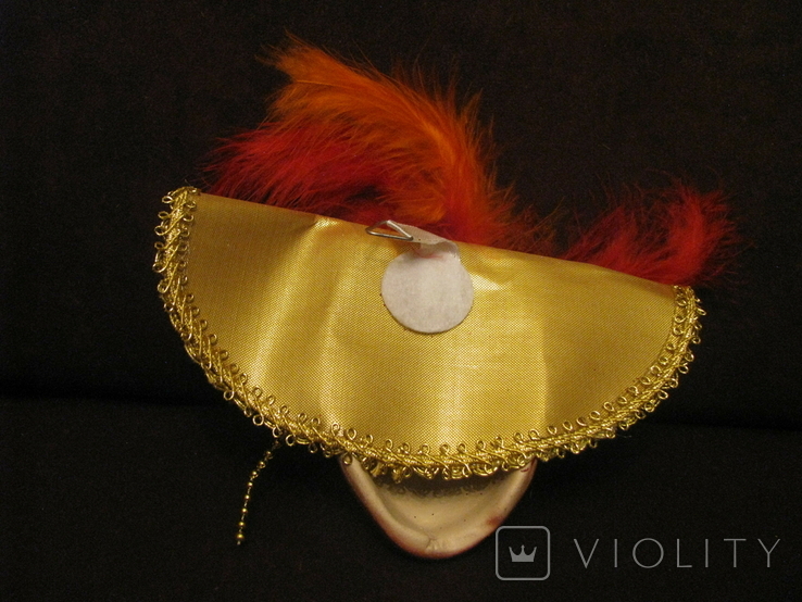 Настенная Венецианская маска   - золотой декор -  высота - 14 см.,- фарфор., фото №3