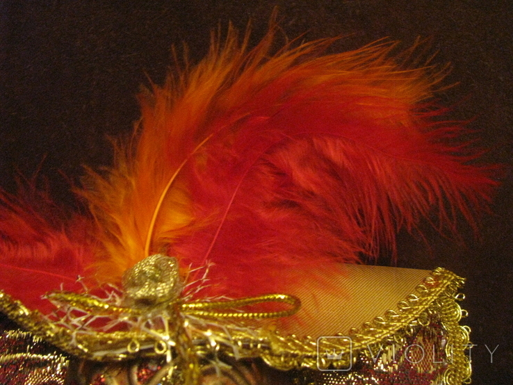 Настенная Венецианская маска   - золотой декор -  высота - 14 см.,- фарфор., фото №6