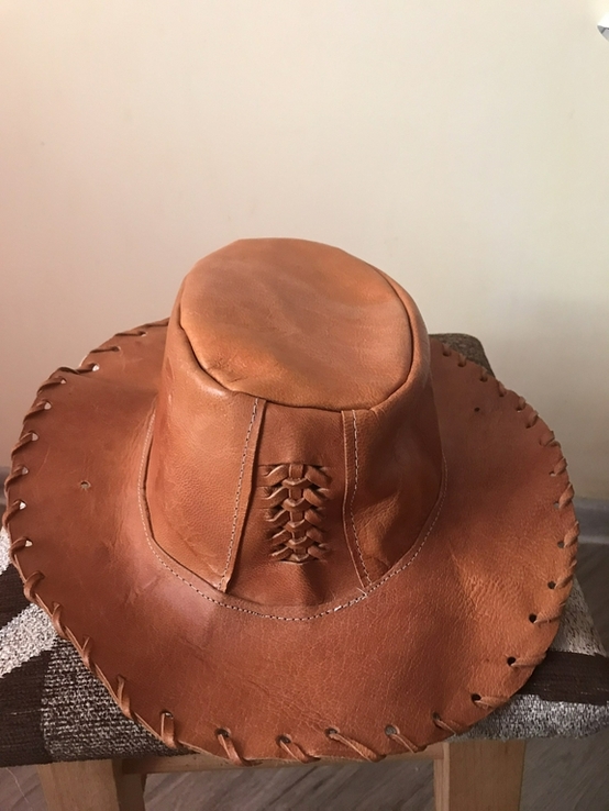 Шляпа кожаная ковбойская, фото №2