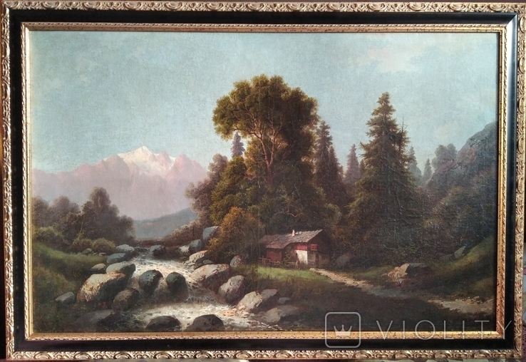 Картина. Альпійський пейзаж. Zopf J. (1838-1897). Кін. XIXст. (1185*815), фото №3
