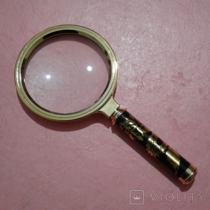 Лупа 6-кратная, новая, диаметр 80 мм., ручка "золотой дракон", фото №2