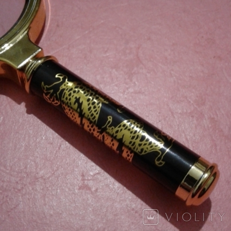 Лупа 6-кратная, новая, диаметр 80 мм., ручка "золотой дракон", фото №4