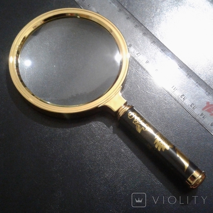 Лупа новая, диаметр 90 мм. , ручка "золотой дракон", фото №2
