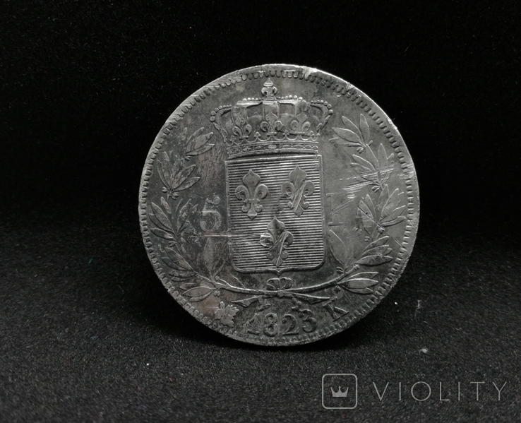 5 франков 1823 год (к) Бордо, серебро., фото №4