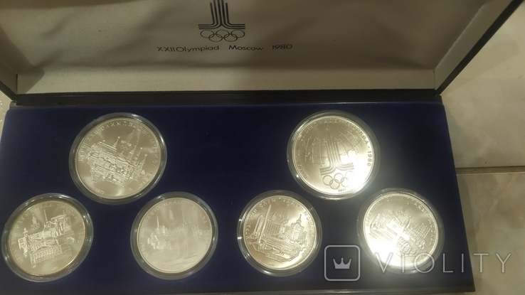 Олимпиада 80 полный набор серебро в 5 фирменных коробках, фото №6