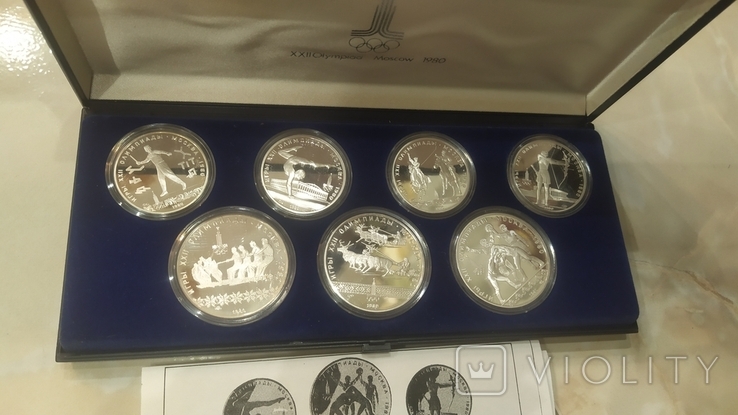 Олимпиада 80 полный набор серебро в 5 фирменных коробках, фото №7