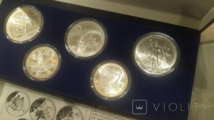 Олимпиада 80 полный набор серебро в 5 фирменных коробках, фото №9