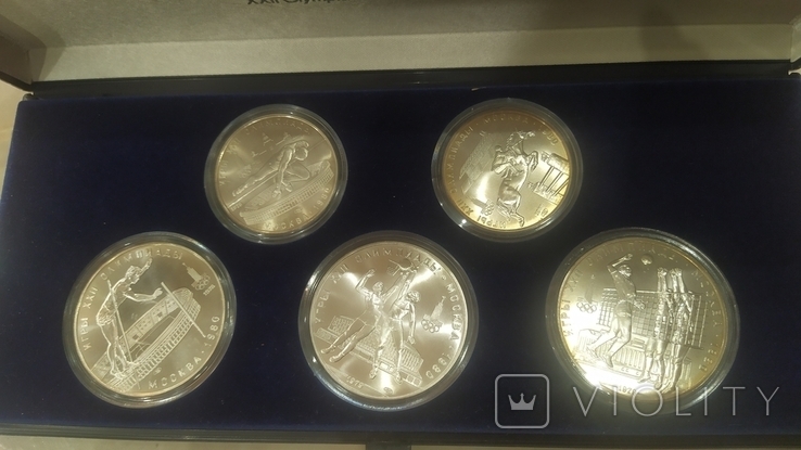 Олимпиада 80 полный набор серебро в 5 фирменных коробках, фото №11