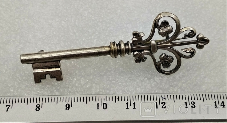 Брошь Антикварная Викторианской Эпохи Ключ Серебро, фото №2