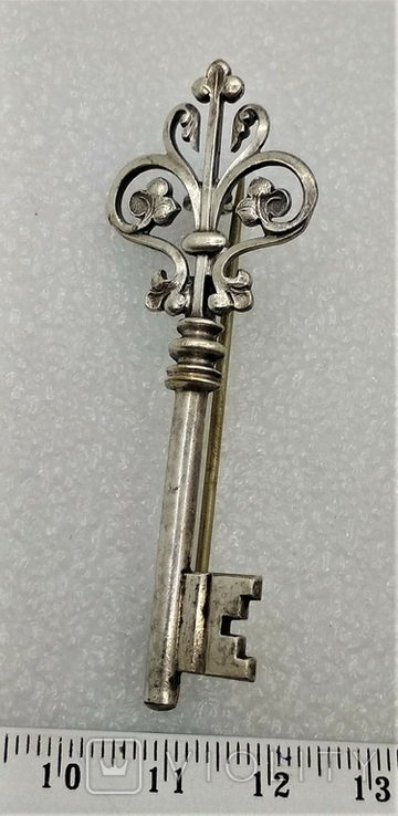 Брошь Антикварная Викторианской Эпохи Ключ Серебро, фото №5