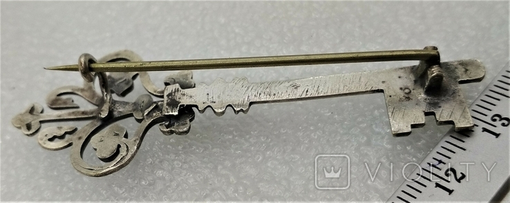 Брошь Антикварная Викторианской Эпохи Ключ Серебро, фото №9