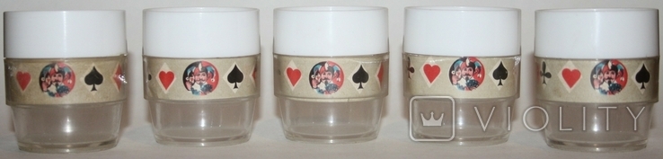 Пластиковые стопки 5 шт.,с изображением игральных карточных мастей, фото №4