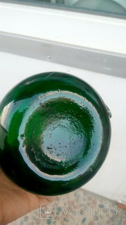 Ваза зеленая, гутное цветное стекло, фото №6
