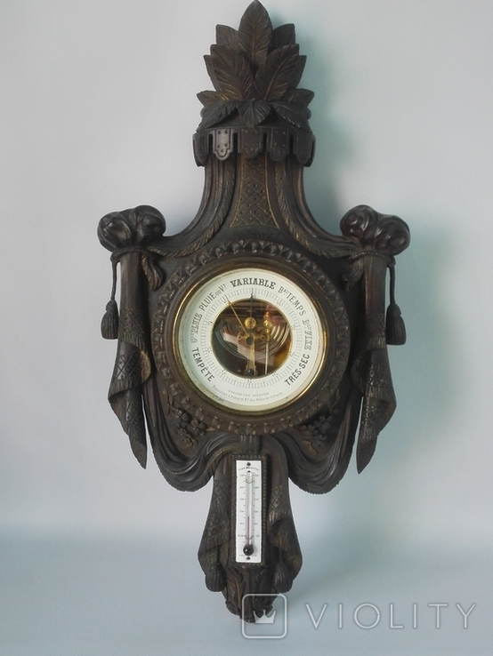60 см Барометр с термометром XIX века с массива мореного дуба