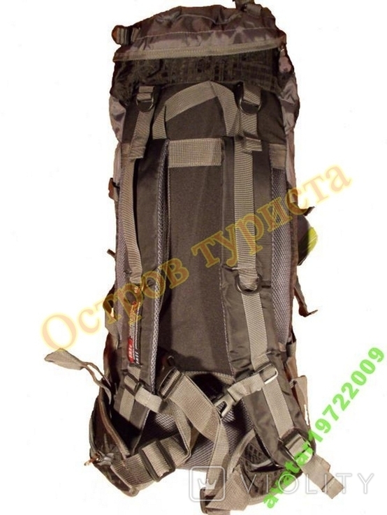 Рюкзак туристический JINSHIWEIQI 50+5 литров каркасный черный, фото №5