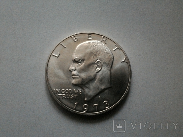США 1 доллар 1973 S Эйзенхауэр / серебро, фото №3