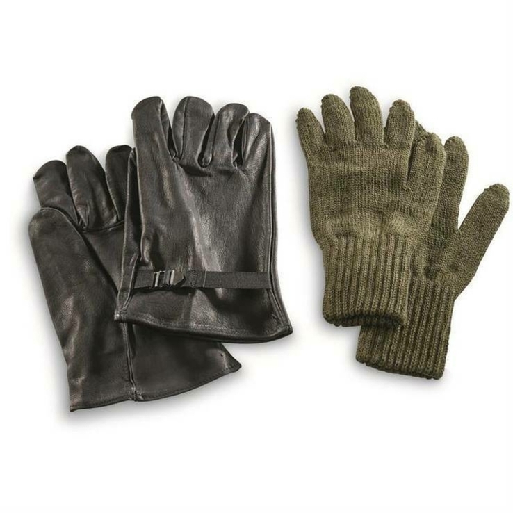 Перчатки армейские кожаные с шерстяными вкладышами Бельгия. Зима оригинал. №1 (как новые)