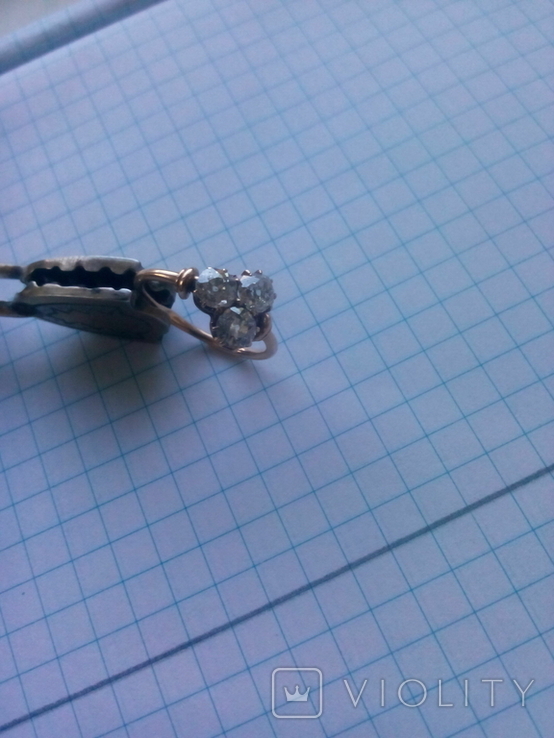 Старинное золотое кольцо с бриллиантами, фото №11