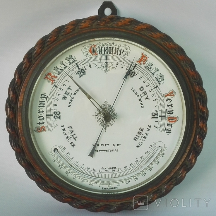 34.5см Английский барометр с термометром XIX века, фото №2