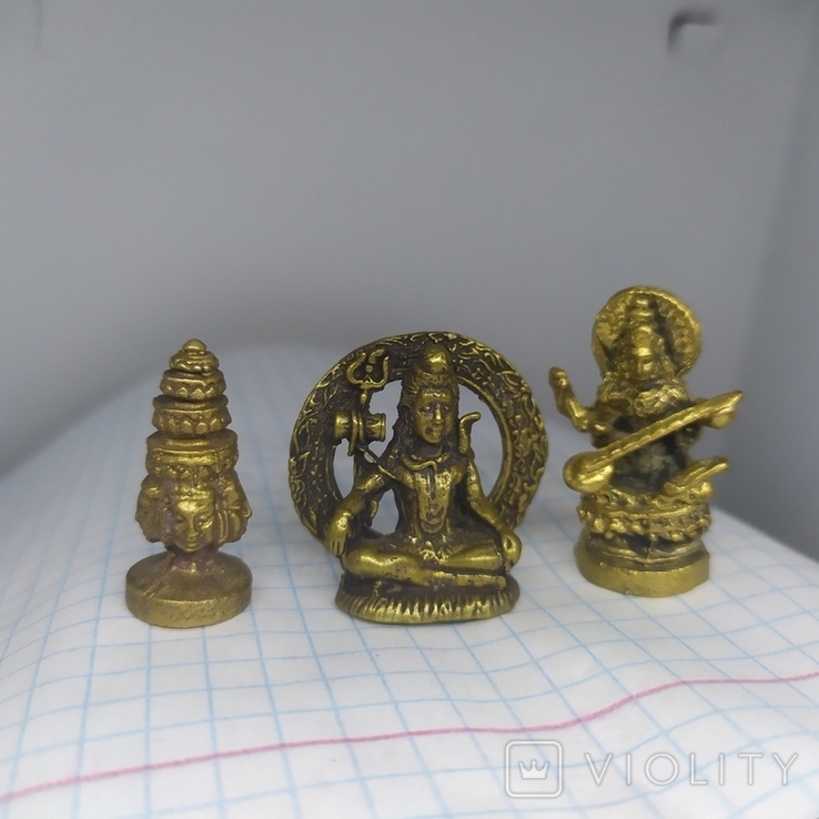 Три статуэтка Индийские божества. Латунь