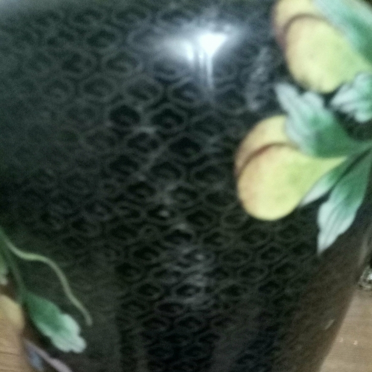 Японская ваза фуазон 50-х годов латунь эмаль, фото №4