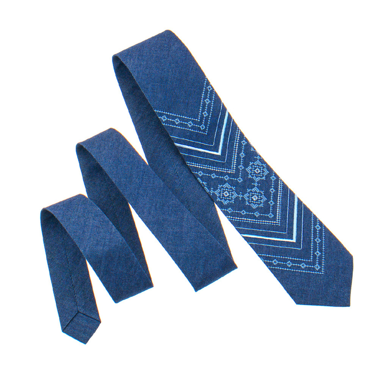 Джинсова краватка з вишивкою №897, фото №3