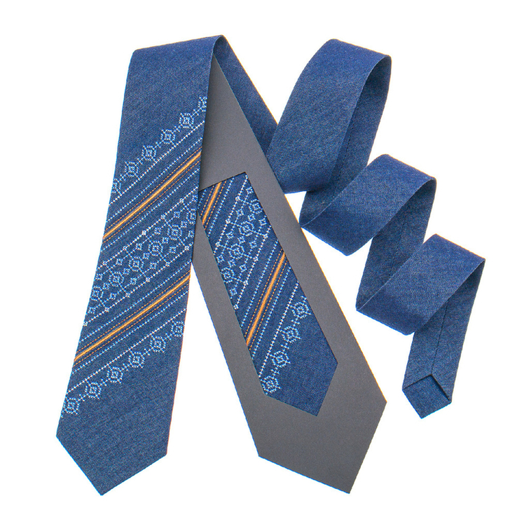 Джинсова краватка з вишивкою №898, фото №2
