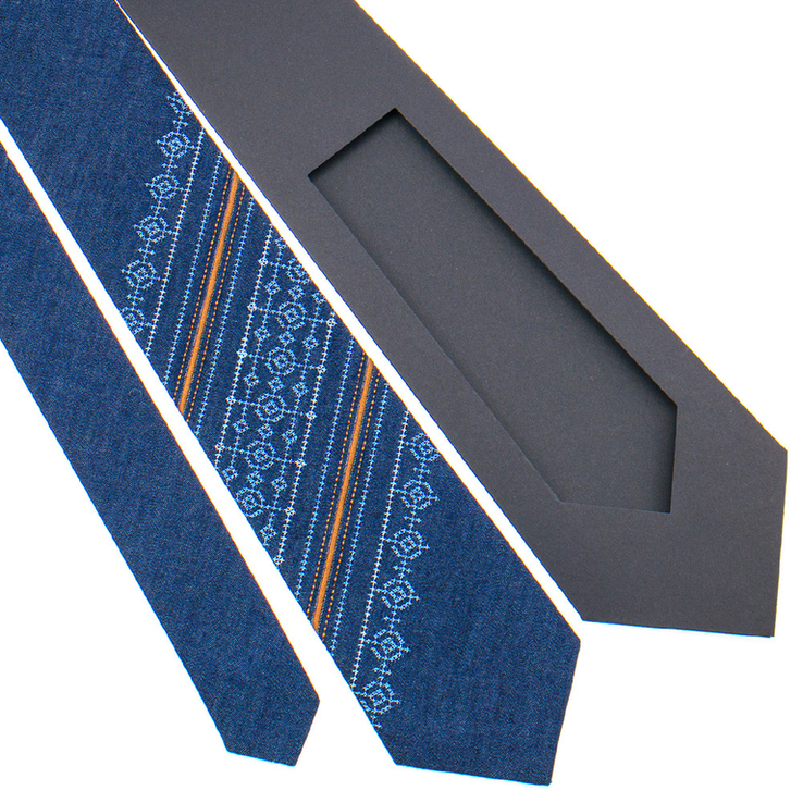 Джинсова краватка з вишивкою №898, фото №4
