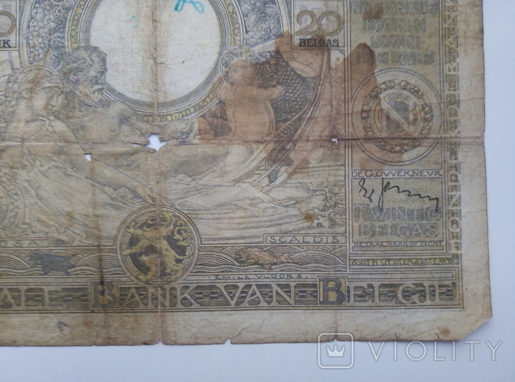 100 francs 20 belgas 28.06.38, фото №11