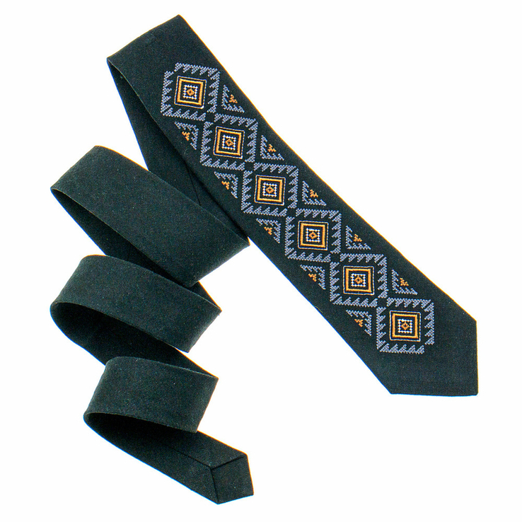 Вишита краватка з льону №926, photo number 3