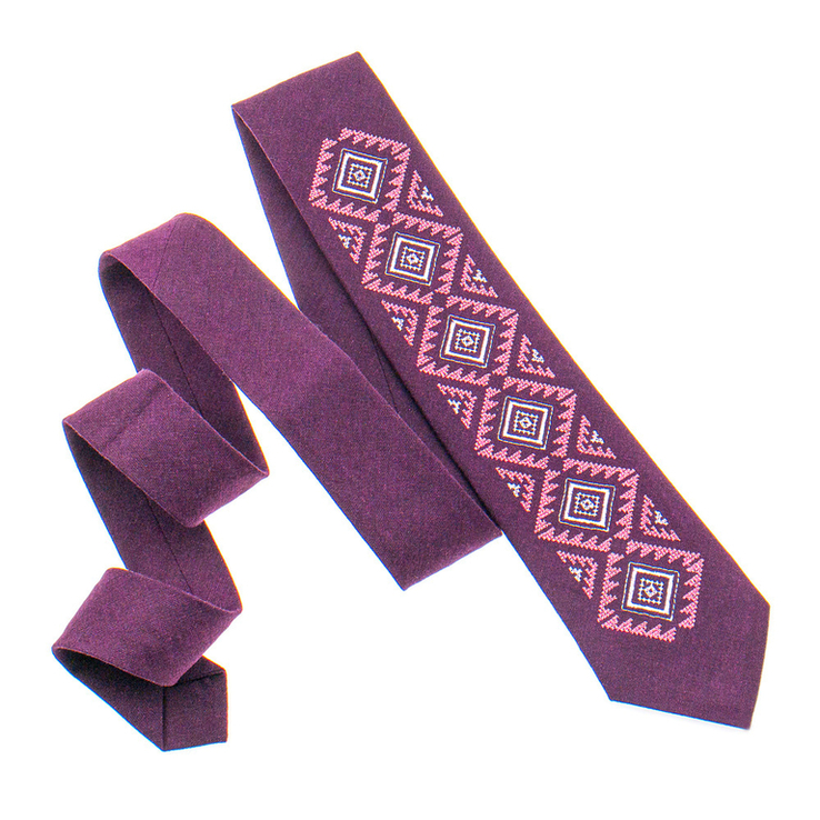 Вишита краватка з льону №930, фото №3