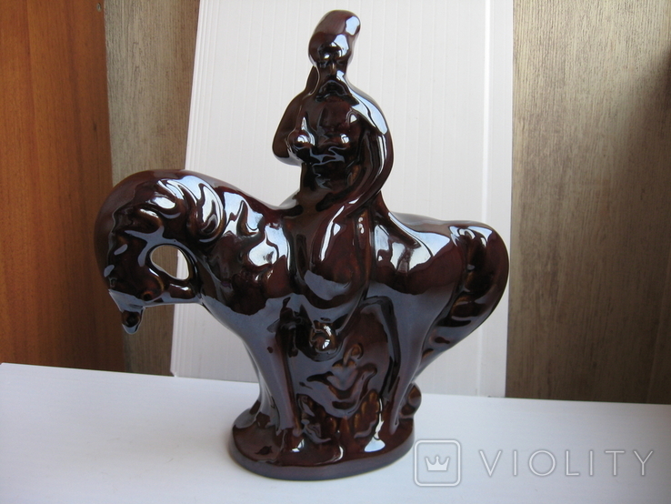 Статуэтка "Козак на коне"обливная керамика, фото №2