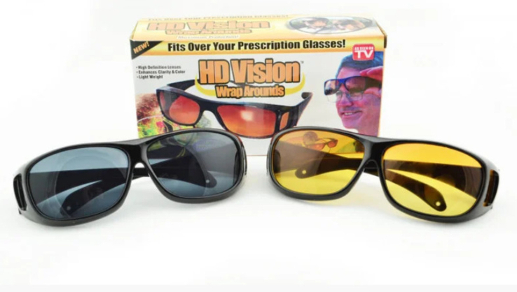 Очки для водителей антифары HD Vision 2шт (желтые, черные), фото №4