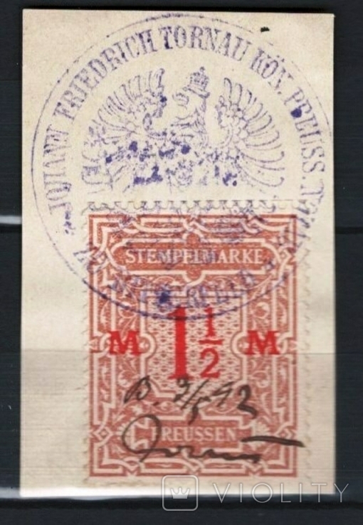 Гг219 Германия. Пруссия, налоговая марка 1876