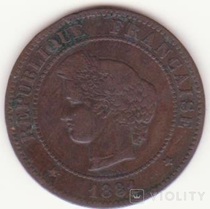 Франция 5 сантимов, 1881 (лот 244), фото №2