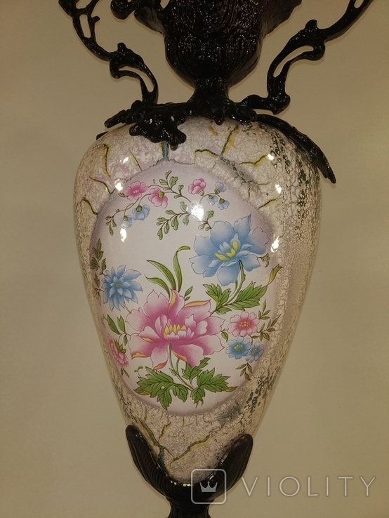 Бронзова вінтажна ваза з керамікою арт. 0119, фото №5