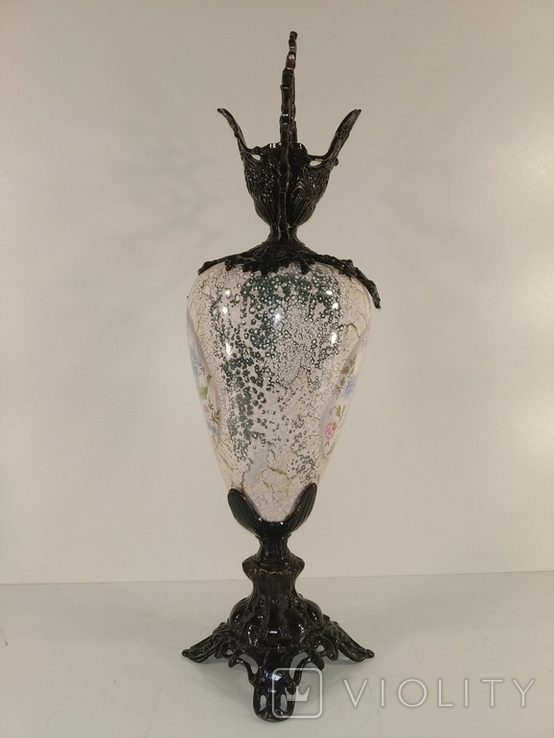 Бронзова вінтажна ваза з керамікою арт. 0119, фото №6