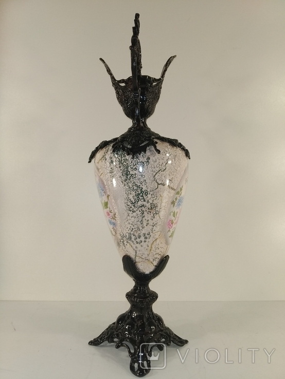 Бронзова вінтажна ваза з керамікою арт. 0119, фото №8